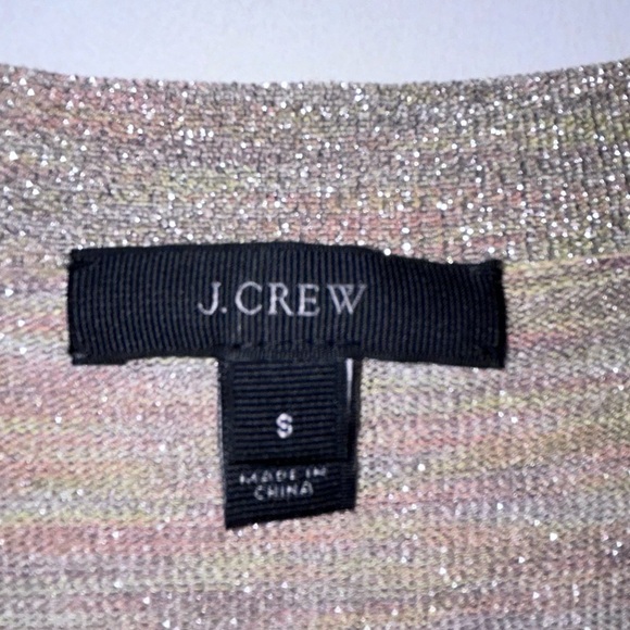 J. Crew gold Shimmer sparkling V Neck Sweater S 53 - Picture 2 of 6